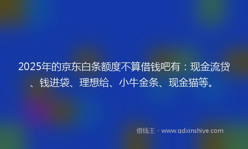 2025年的京东白条额度不算借钱吧有：现金流贷、钱进袋、理想给、小牛金条、现金猫等。