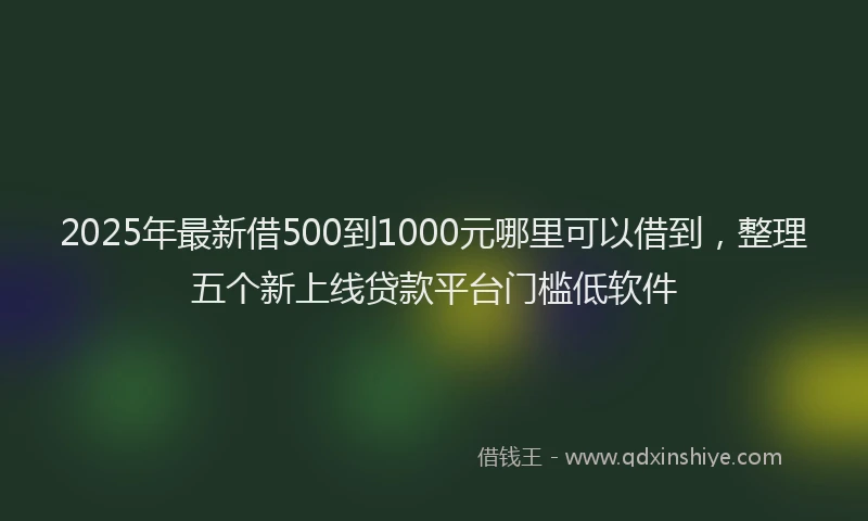 2025年最新借500到1000元哪里可以借到，整理五个新上线贷款平台门槛低软件