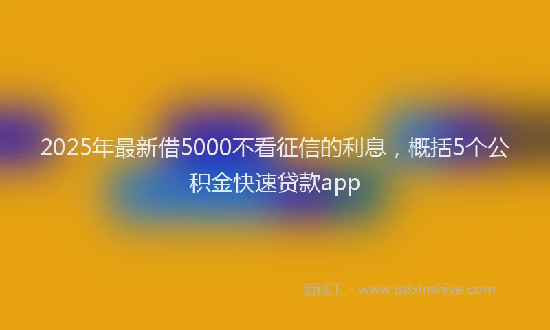 2025年最新借5000不看征信的利息，概括5个公积金快速贷款app