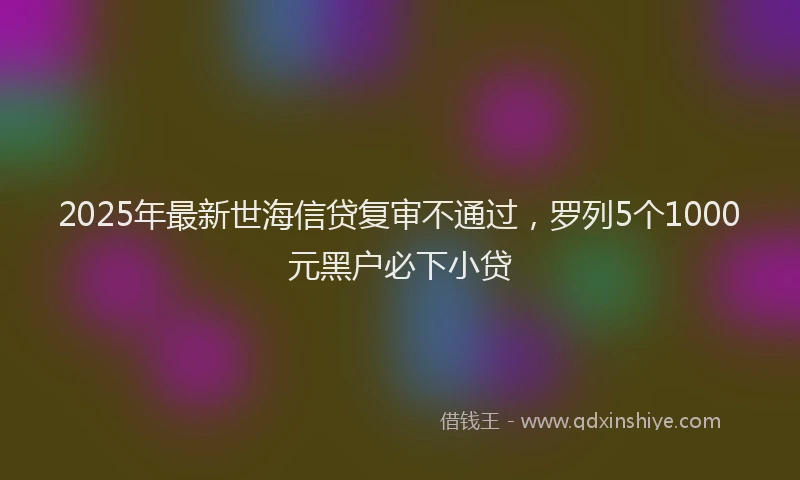 2025年最新世海信贷复审不通过，罗列5个1000元黑户必下小贷