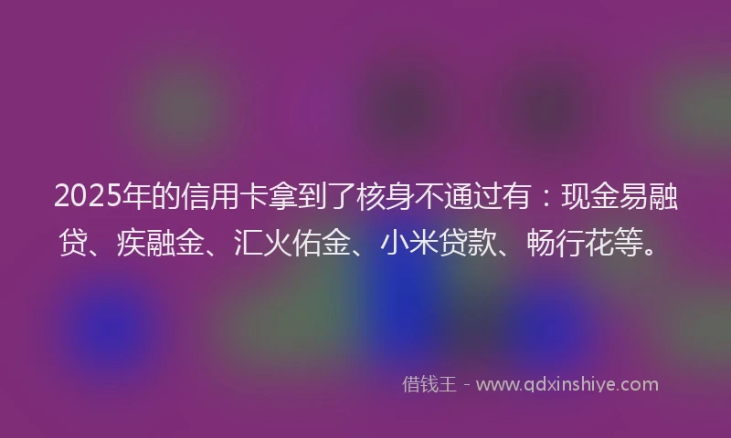 2025年的信用卡拿到了核身不通过有：现金易融贷、疾融金、汇火佑金、小米贷款、畅行花等。