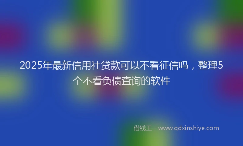 2025年最新信用社贷款可以不看征信吗，整理5个不看负债查询的软件