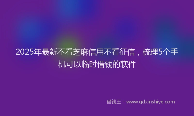 2025年最新不看芝麻信用不看征信，梳理5个手机可以临时借钱的软件