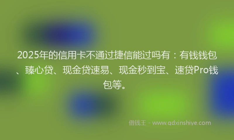2025年的信用卡不通过捷信能过吗有：有钱钱包、臻心贷、现金贷速易、现金秒到宝、速贷Pro钱包等。