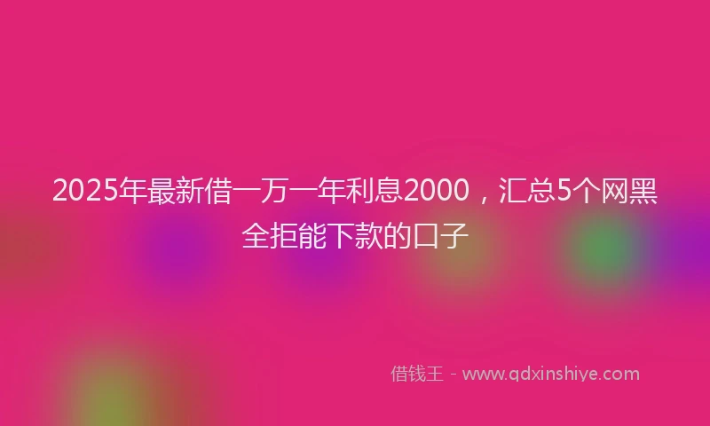 2025年最新借一万一年利息2000，汇总5个网黑全拒能下款的口子