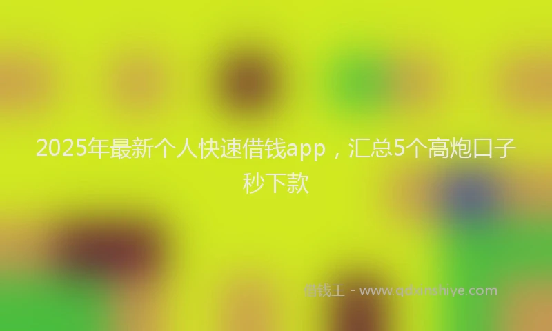 2025年最新个人快速借钱app，汇总5个高炮口子秒下款
