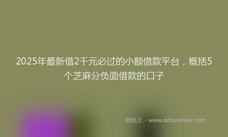 2025年最新借2千元必过的小额借款平台，概括5个芝麻分负面借款的口子