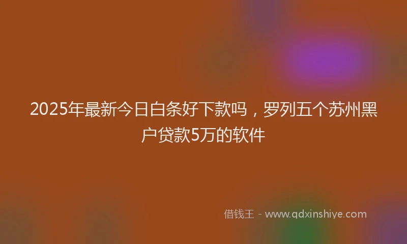 2025年最新今日白条好下款吗，罗列五个苏州黑户贷款5万的软件