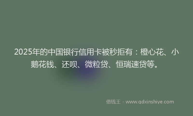 2025年的中国银行信用卡被秒拒有：橙心花、小鹅花钱、还呗、微粒贷、恒瑞速贷等。