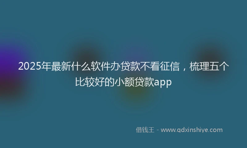 2025年最新什么软件办贷款不看征信，梳理五个比较好的小额贷款app