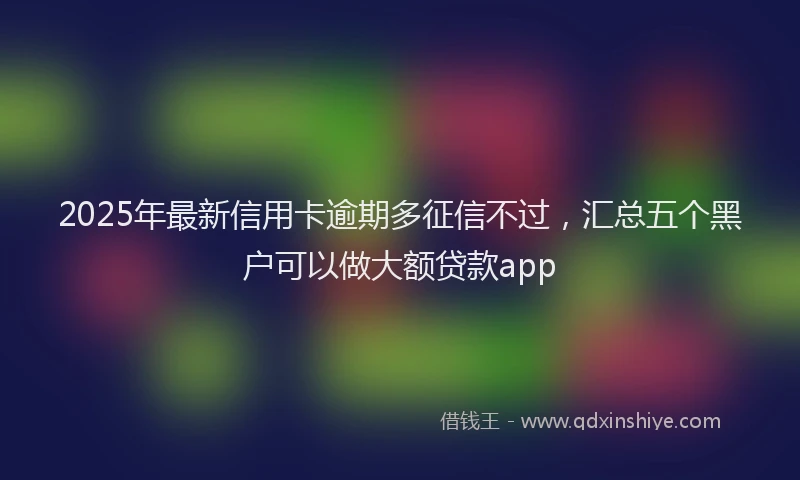2025年最新信用卡逾期多征信不过，汇总五个黑户可以做大额贷款app