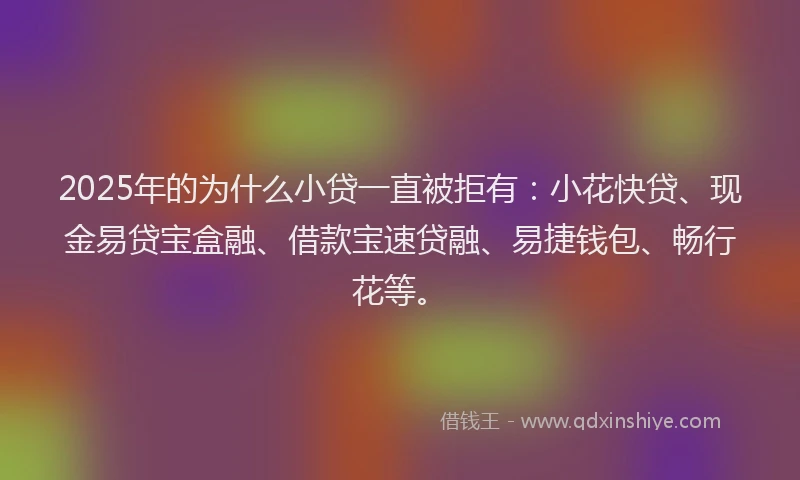 2025年的为什么小贷一直被拒有：小花快贷、现金易贷宝盒融、借款宝速贷融、易捷钱包、畅行花等。