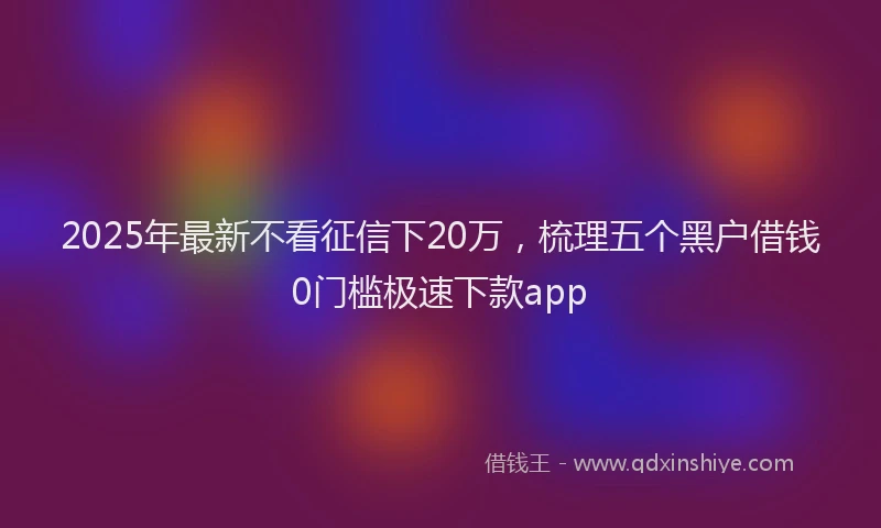 2025年最新不看征信下20万，梳理五个黑户借钱0门槛极速下款app
