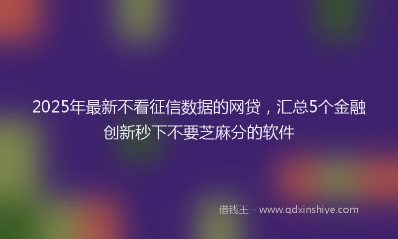 2025年最新不看征信数据的网贷，汇总5个金融创新秒下不要芝麻分的软件