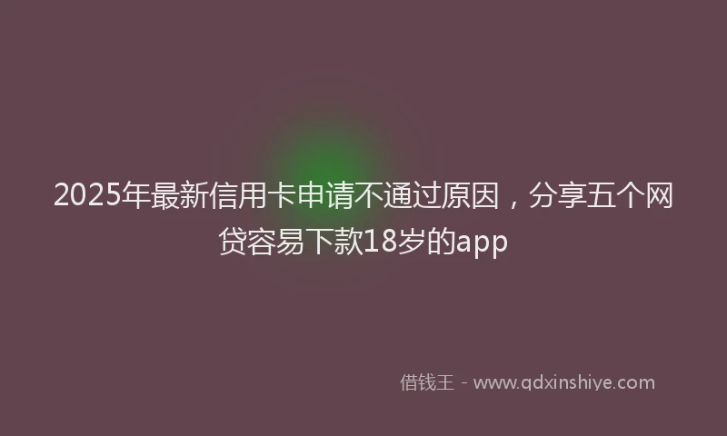 2025年最新信用卡申请不通过原因，分享五个网贷容易下款18岁的app