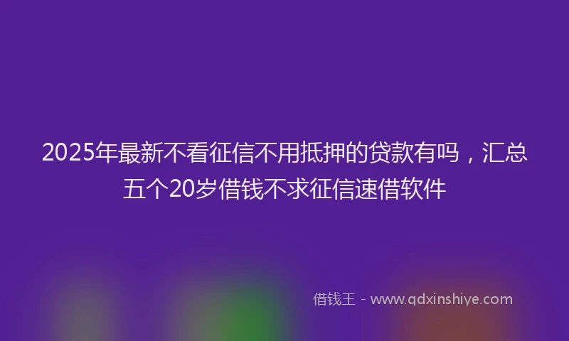 2025年最新不看征信不用抵押的贷款有吗，汇总五个20岁借钱不求征信速借软件