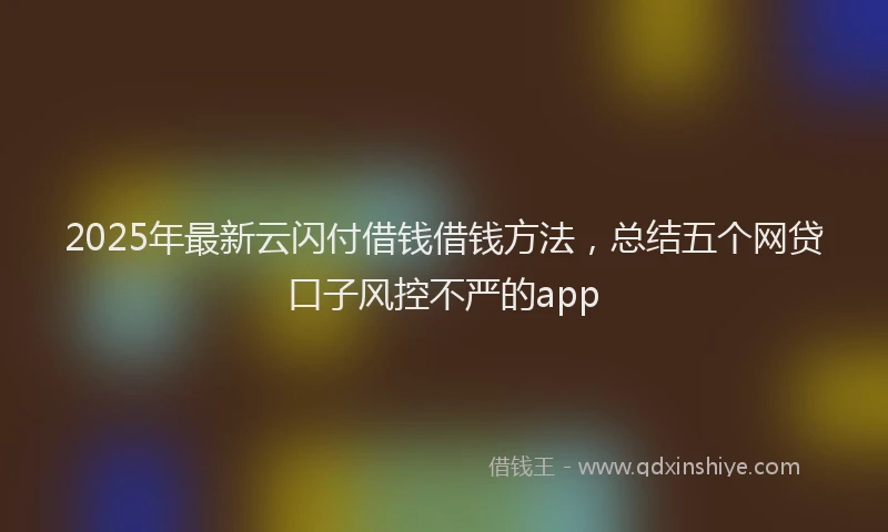 2025年最新云闪付借钱借钱方法，总结五个网贷口子风控不严的app