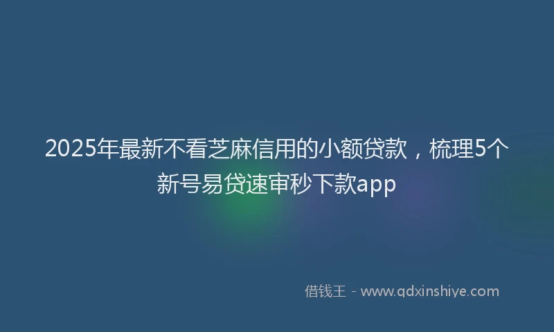 2025年最新不看芝麻信用的小额贷款，梳理5个新号易贷速审秒下款app