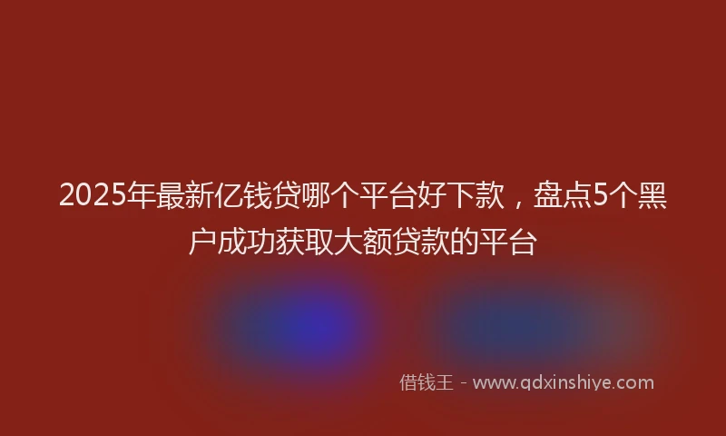 2025年最新亿钱贷哪个平台好下款，盘点5个黑户成功获取大额贷款的平台