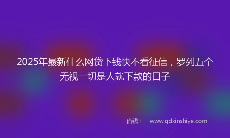 2025年最新什么网贷下钱快不看征信，罗列五个无视一切是人就下款的口子