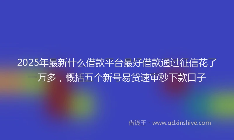 2025年最新什么借款平台最好借款通过征信花了一万多，概括五个新号易贷速审秒下款口子