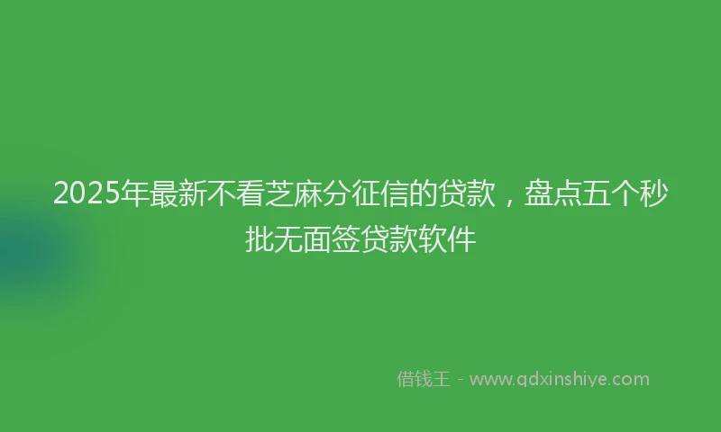 2025年最新不看芝麻分征信的贷款，盘点五个秒批无面签贷款软件