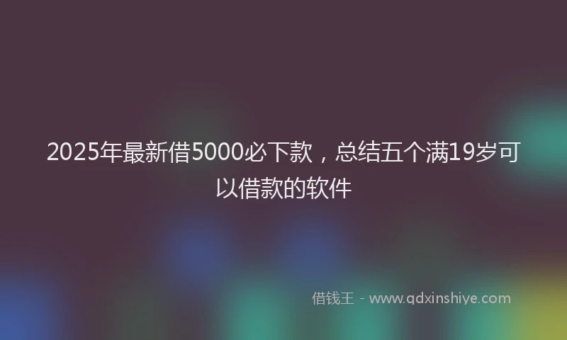 2025年最新借5000必下款，总结五个满19岁可以借款的软件