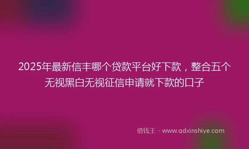 2025年最新信丰哪个贷款平台好下款，整合五个无视黑白无视征信申请就下款的口子
