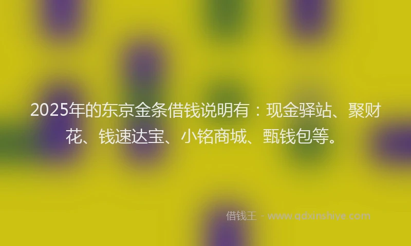 2025年的东京金条借钱说明有：现金驿站、聚财花、钱速达宝、小铭商城、甄钱包等。