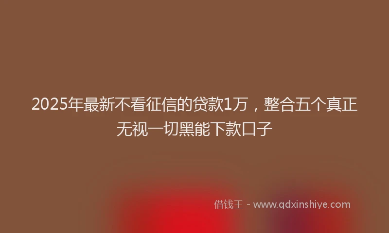 2025年最新不看征信的贷款1万，整合五个真正无视一切黑能下款口子