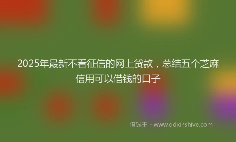 2025年最新不看征信的网上贷款，总结五个芝麻信用可以借钱的口子