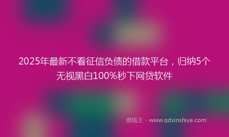 2025年最新不看征信负债的借款平台，归纳5个无视黑白100%秒下网贷软件