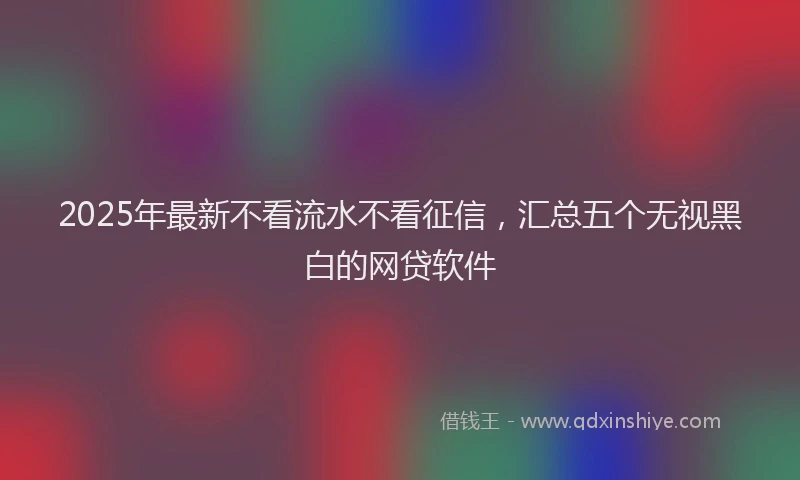 2025年最新不看流水不看征信，汇总五个无视黑白的网贷软件