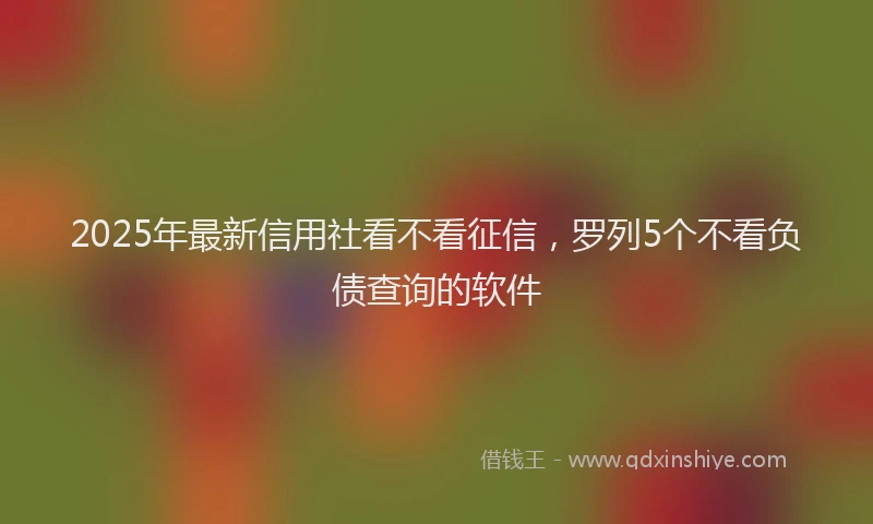 2025年最新信用社看不看征信，罗列5个不看负债查询的软件