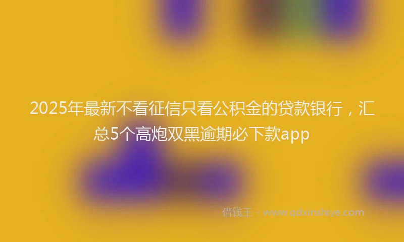 2025年最新不看征信只看公积金的贷款银行，汇总5个高炮双黑逾期必下款app