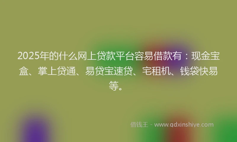 2025年的什么网上贷款平台容易借款有：现金宝盒、掌上贷通、易贷宝速贷、宅租机、钱袋快易等。