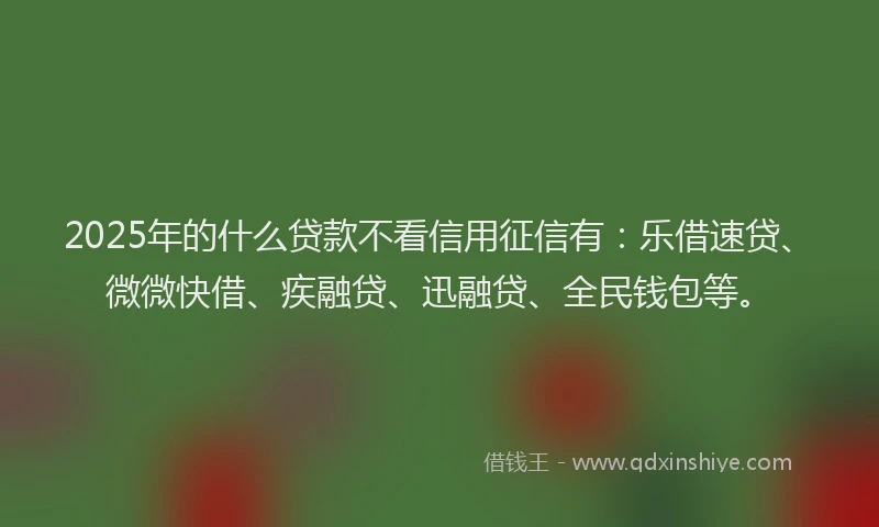 2025年的什么贷款不看信用征信有：乐借速贷、微微快借、疾融贷、迅融贷、全民钱包等。