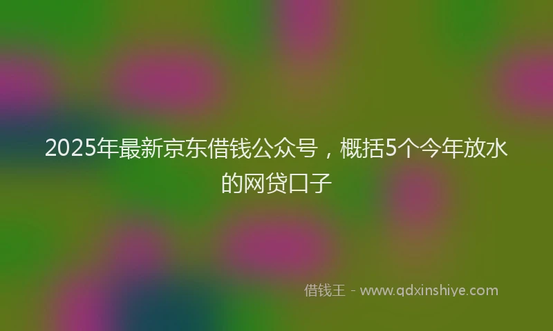 2025年最新京东借钱公众号，概括5个今年放水的网贷口子