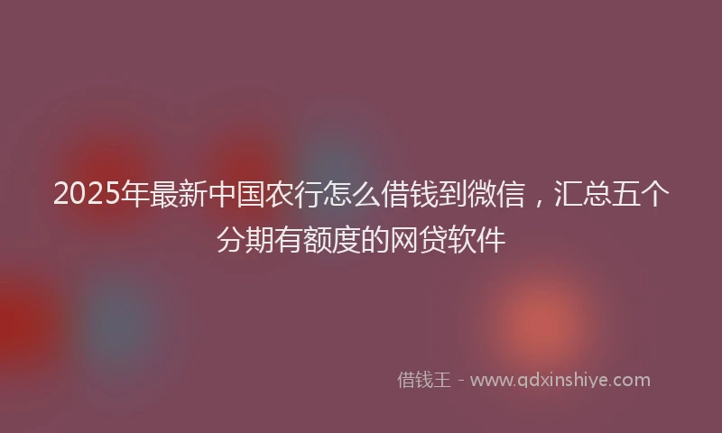 2025年最新中国农行怎么借钱到微信，汇总五个分期有额度的网贷软件