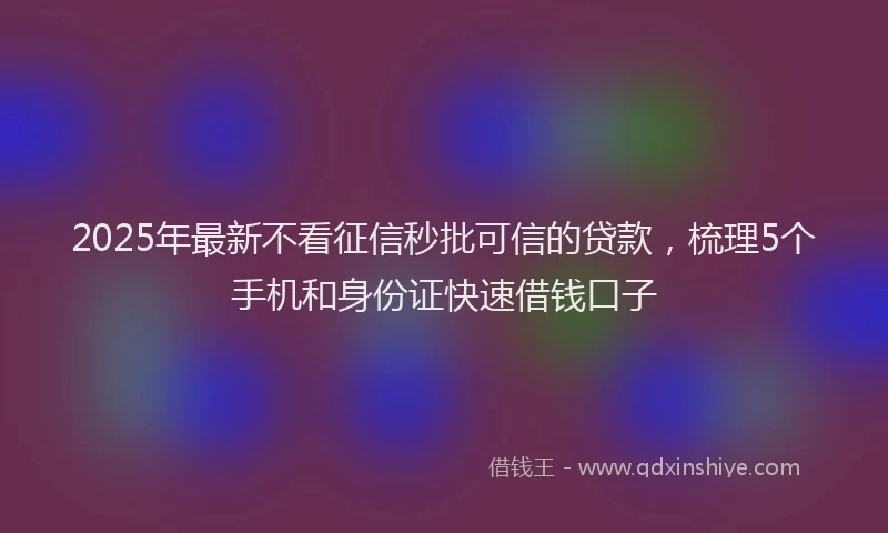 2025年最新不看征信秒批可信的贷款，梳理5个手机和身份证快速借钱口子