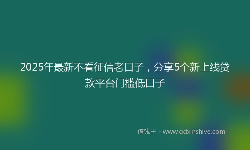 2025年最新不看征信老口子，分享5个新上线贷款平台门槛低口子