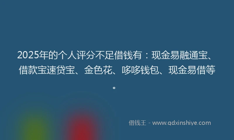 2025年的个人评分不足借钱有：现金易融通宝、借款宝速贷宝、金色花、哆哆钱包、现金易借等。