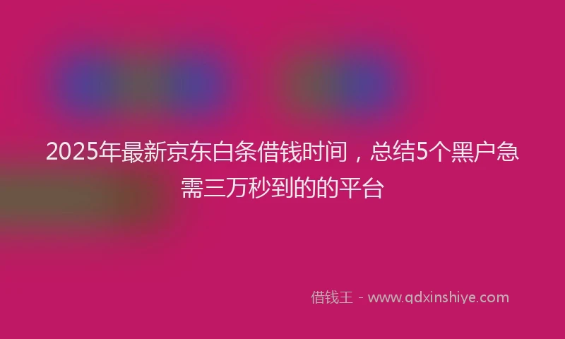 2025年最新京东白条借钱时间，总结5个黑户急需三万秒到的的平台