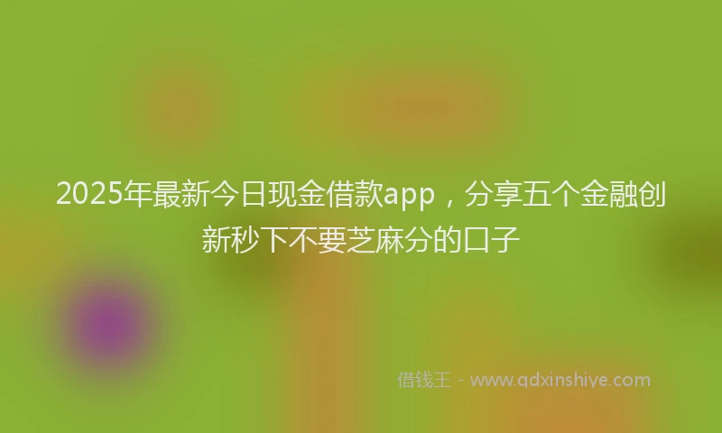 2025年最新今日现金借款app，分享五个金融创新秒下不要芝麻分的口子