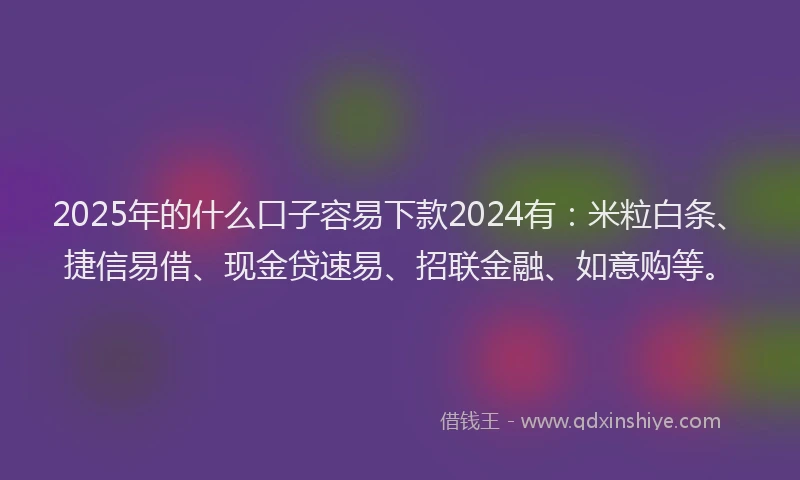 2025年的什么口子容易下款2024有：米粒白条、捷信易借、现金贷速易、招联金融、如意购等。