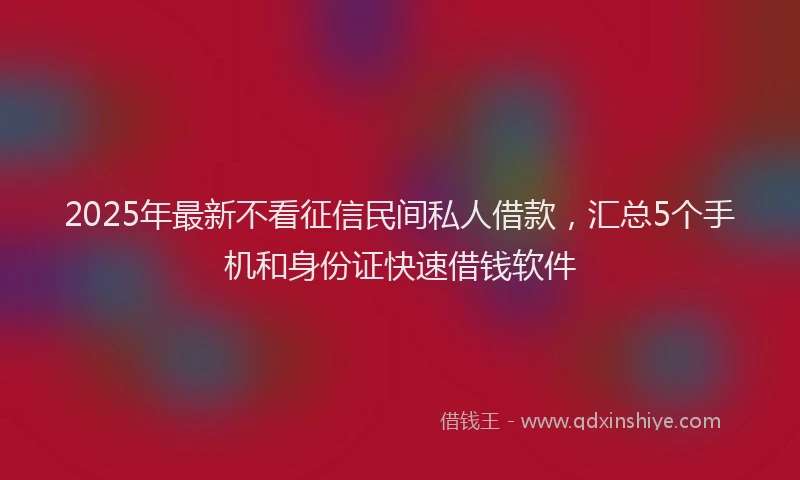 2025年最新不看征信民间私人借款，汇总5个手机和身份证快速借钱软件