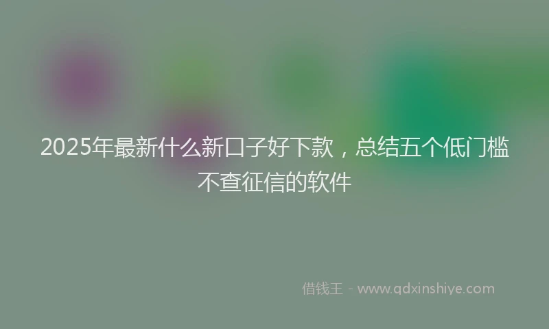 2025年最新什么新口子好下款，总结五个低门槛不查征信的软件