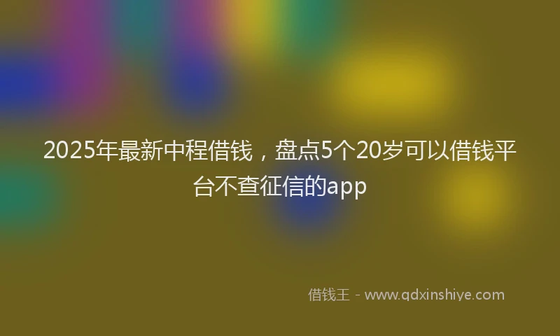2025年最新中程借钱，盘点5个20岁可以借钱平台不查征信的app