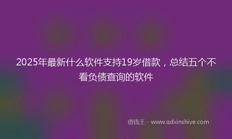 2025年最新什么软件支持19岁借款，总结五个不看负债查询的软件