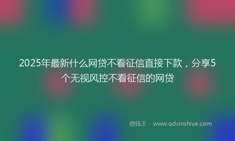 2025年最新什么网贷不看征信直接下款，分享5个无视风控不看征信的网贷